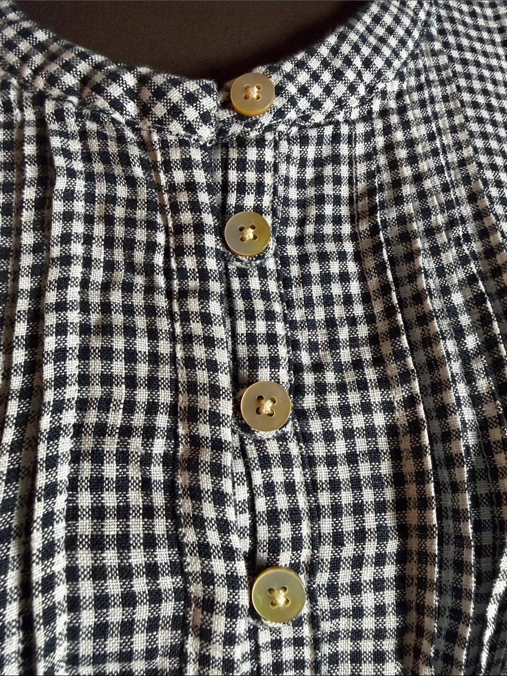 Quince Navy & White Gingham European Linen Sleeveless Swing Dress XL